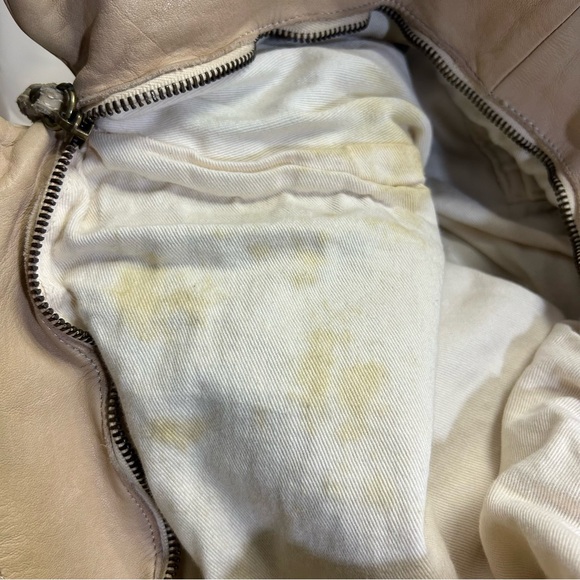 Errelleventidue Beige Italian Leather Handbag Tote Floral Print Studs Large - Picture 8 of 13